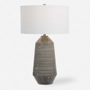Uttermost Rewind Soft Gray Glazed Ceramic Table Lamp With White Shade