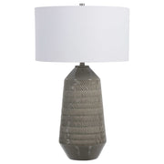 Uttermost Rewind Soft Gray Glazed Ceramic Table Lamp With White Shade