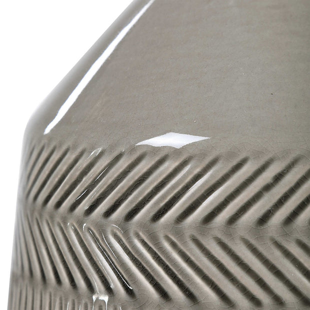 Uttermost Rewind Soft Gray Glazed Ceramic Table Lamp With White Shade
