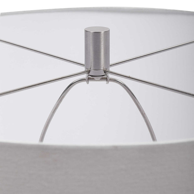 Uttermost Rewind Soft Gray Glazed Ceramic Table Lamp With White Shade