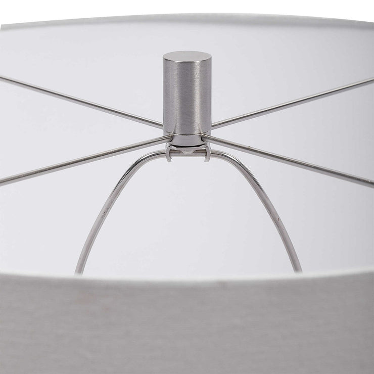 Uttermost Rewind Soft Gray Glazed Ceramic Table Lamp With White Shade