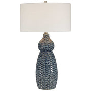 Uttermost Holloway Cobalt Blue Glazed Ceramic Table Lamp With Off-White Linen Shade