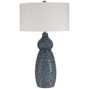 Uttermost Holloway Cobalt Blue Glazed Ceramic Table Lamp With Off-White Linen Shade