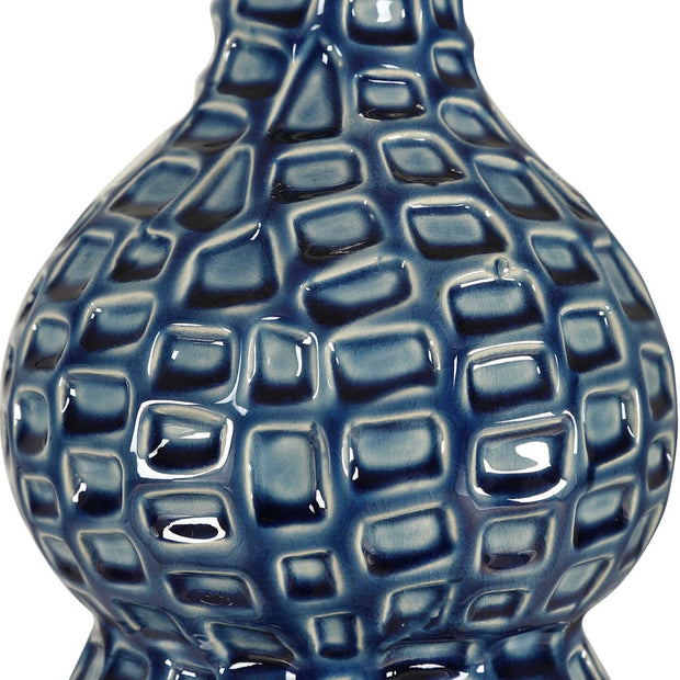 Uttermost Holloway Cobalt Blue Glazed Ceramic Table Lamp With Off-White Linen Shade