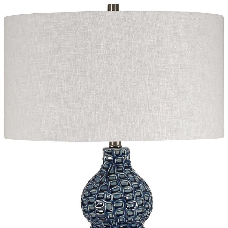 Uttermost Holloway Cobalt Blue Glazed Ceramic Table Lamp With Off-White Linen Shade