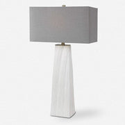 Uttermost Sycamore Gloss White Ceramic Table Lamp With Gray Linen Shade