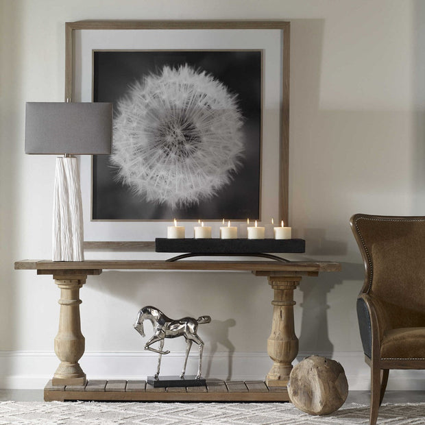 Uttermost Sycamore Gloss White Ceramic Table Lamp With Gray Linen Shade
