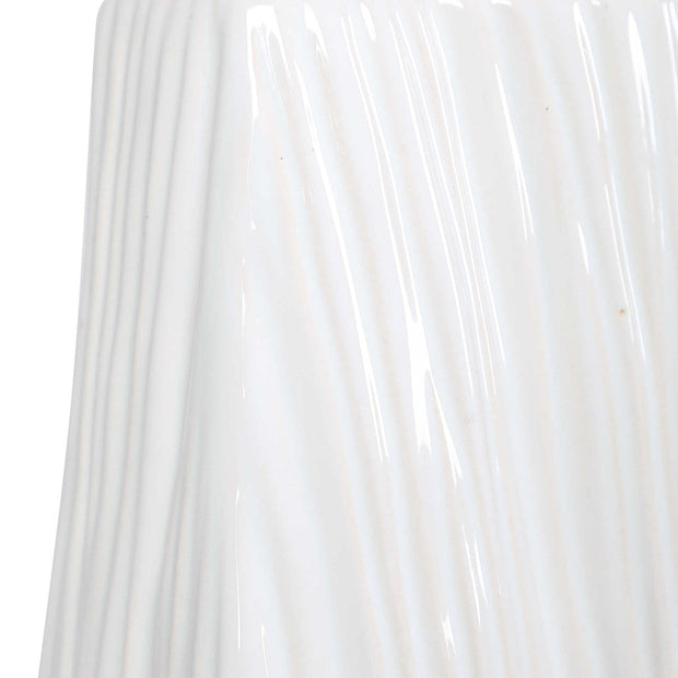 Uttermost Sycamore Gloss White Ceramic Table Lamp With Gray Linen Shade