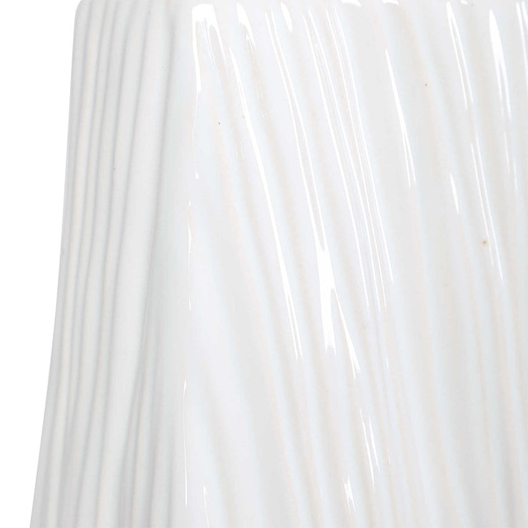 Uttermost Sycamore Gloss White Ceramic Table Lamp With Gray Linen Shade