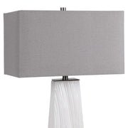 Uttermost Sycamore Gloss White Ceramic Table Lamp With Gray Linen Shade