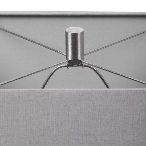Uttermost Sycamore Gloss White Ceramic Table Lamp With Gray Linen Shade