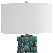 Uttermost Geometry Emerald Green Glazed Ceramic Table Lamp With White Linen Shade
