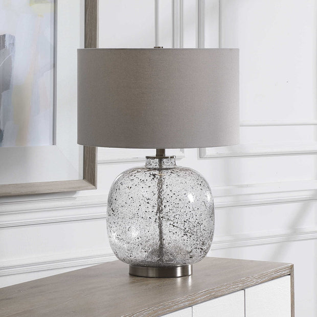 Uttermost Storm Translucent Art Glass Table Lamp With Light Gray Linen Shade