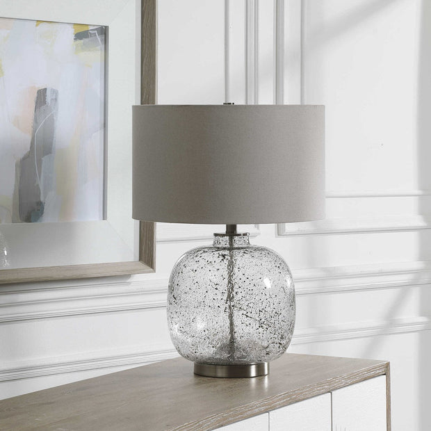 Uttermost Storm Translucent Art Glass Table Lamp With Light Gray Linen Shade