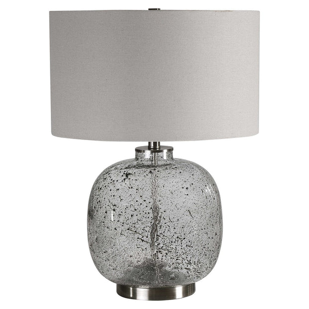 Uttermost Storm Translucent Art Glass Table Lamp With Light Gray Linen Shade