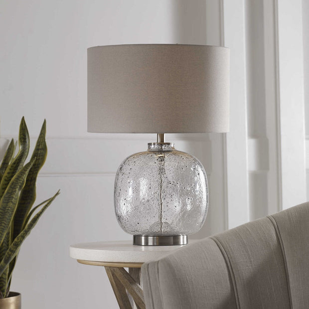 Uttermost Storm Translucent Art Glass Table Lamp With Light Gray Linen Shade