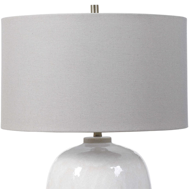 Uttermost Winterscape Cream Ivory Glazed Ceramic Table Lamp With Light Gray Linen Shade