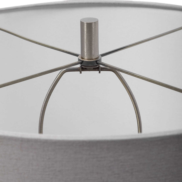 Uttermost Winterscape Cream Ivory Glazed Ceramic Table Lamp With Light Gray Linen Shade