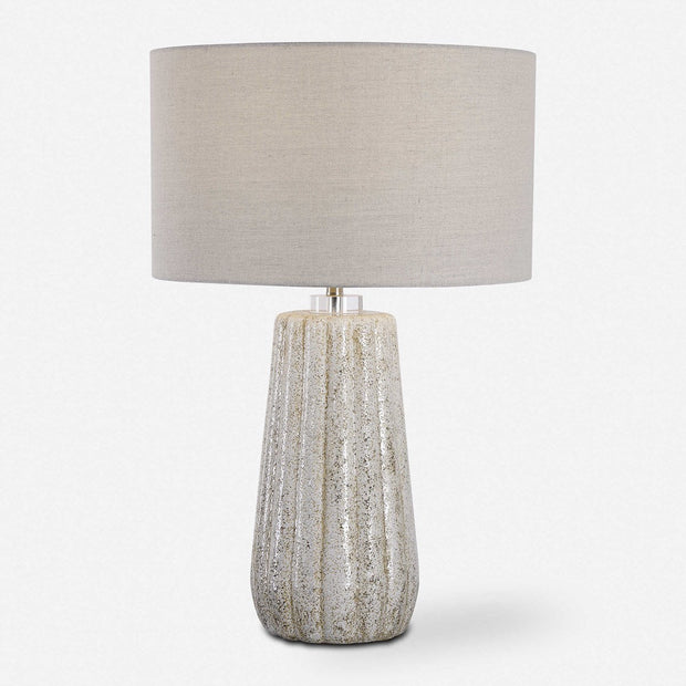 Uttermost Pikes Taupe Glazed Ceramic Table Lamp With Light Gray Shade