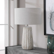 Uttermost Pikes Taupe Glazed Ceramic Table Lamp With Light Gray Shade