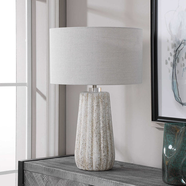 Uttermost Pikes Taupe Glazed Ceramic Table Lamp With Light Gray Shade