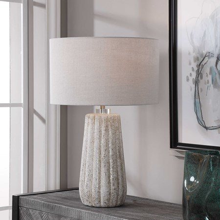 Uttermost Pikes Taupe Glazed Ceramic Table Lamp With Light Gray Shade