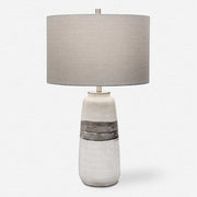 Uttermost Comanche Off-White Crackle Glazed Ceramic Table Lamp With Light Gray Linen Shade