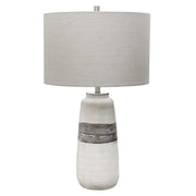 Uttermost Comanche Off-White Crackle Glazed Ceramic Table Lamp With Light Gray Linen Shade