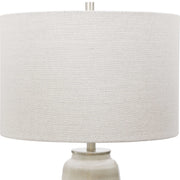 Uttermost Comanche Off-White Crackle Glazed Ceramic Table Lamp With Light Gray Linen Shade
