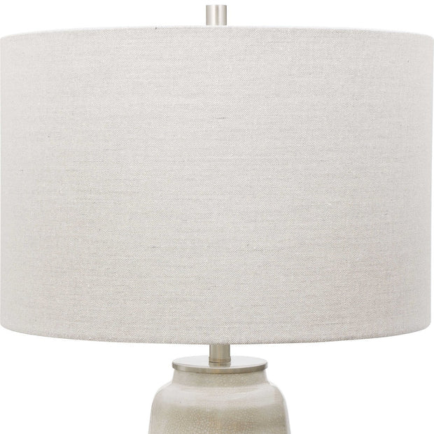 Uttermost Comanche Off-White Crackle Glazed Ceramic Table Lamp With Light Gray Linen Shade
