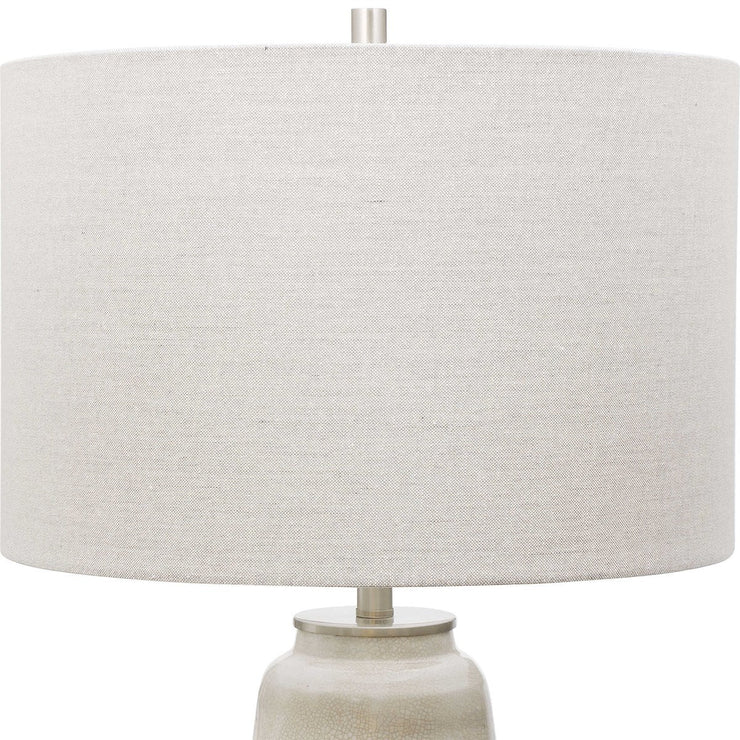 Uttermost Comanche Off-White Crackle Glazed Ceramic Table Lamp With Light Gray Linen Shade