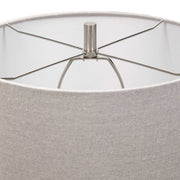 Uttermost Comanche Off-White Crackle Glazed Ceramic Table Lamp With Light Gray Linen Shade
