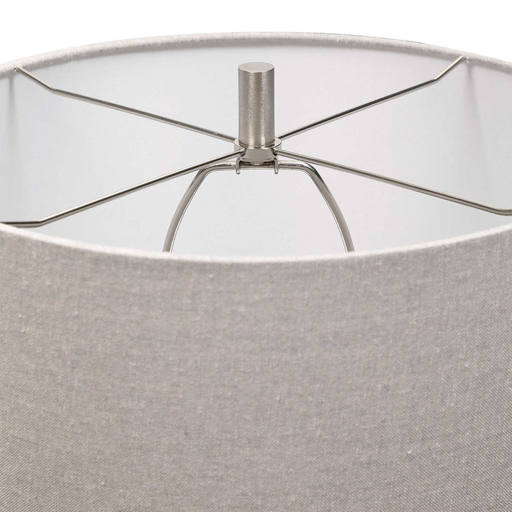 Uttermost Comanche Off-White Crackle Glazed Ceramic Table Lamp With Light Gray Linen Shade