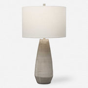 Uttermost Volterra Taupe Gray Glazed Ceramic Table Lamp With White Linen Shade