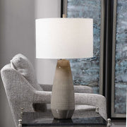 Uttermost Volterra Taupe Gray Glazed Ceramic Table Lamp With White Linen Shade
