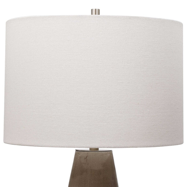 Uttermost Volterra Taupe Gray Glazed Ceramic Table Lamp With White Linen Shade
