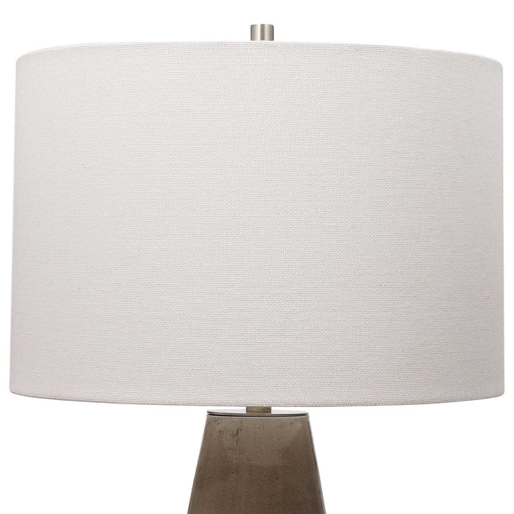 Uttermost Volterra Taupe Gray Glazed Ceramic Table Lamp With White Linen Shade