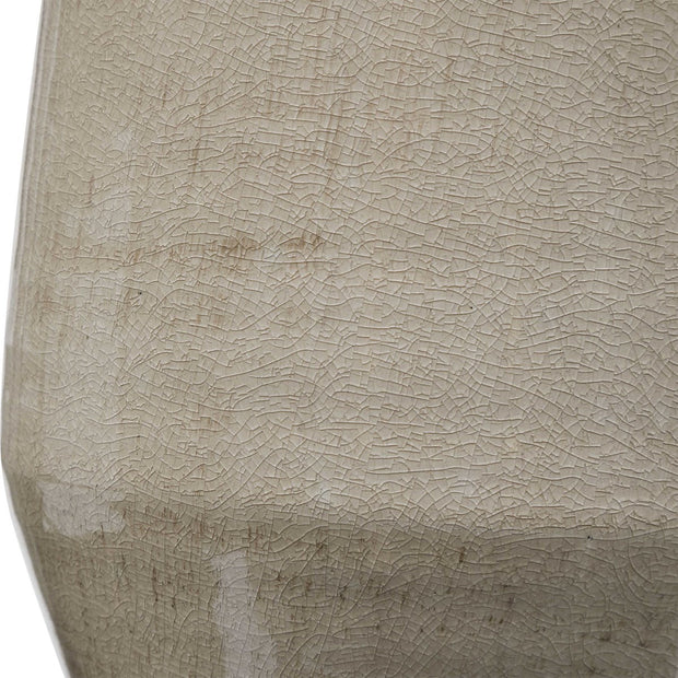 Uttermost Volterra Taupe Gray Glazed Ceramic Table Lamp With White Linen Shade