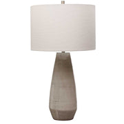 Uttermost Volterra Taupe Gray Glazed Ceramic Table Lamp With White Linen Shade