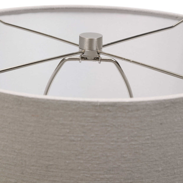 Uttermost Cetona Blue Gray Glazed Embossed Ceramic Table Lamp With Linen Shade