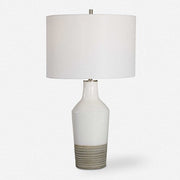 Uttermost Dakota White Crackle Glazed Ceramic Table Lamp With Linen Shade