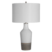 Uttermost Dakota White Crackle Glazed Ceramic Table Lamp With Linen Shade