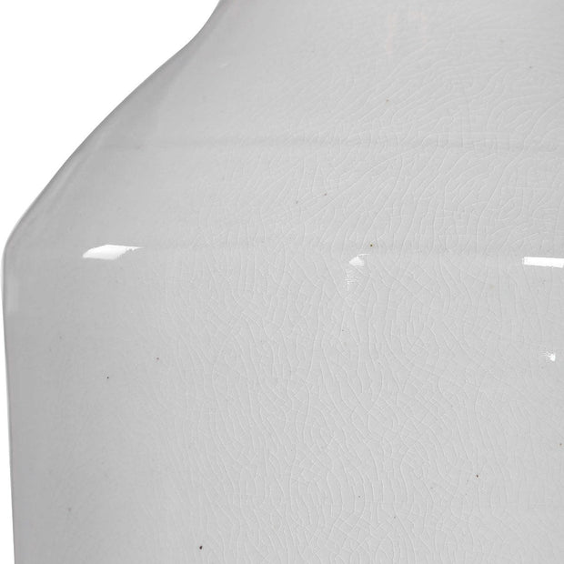 Uttermost Dakota White Crackle Glazed Ceramic Table Lamp With Linen Shade