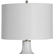 Uttermost Dakota White Crackle Glazed Ceramic Table Lamp With Linen Shade