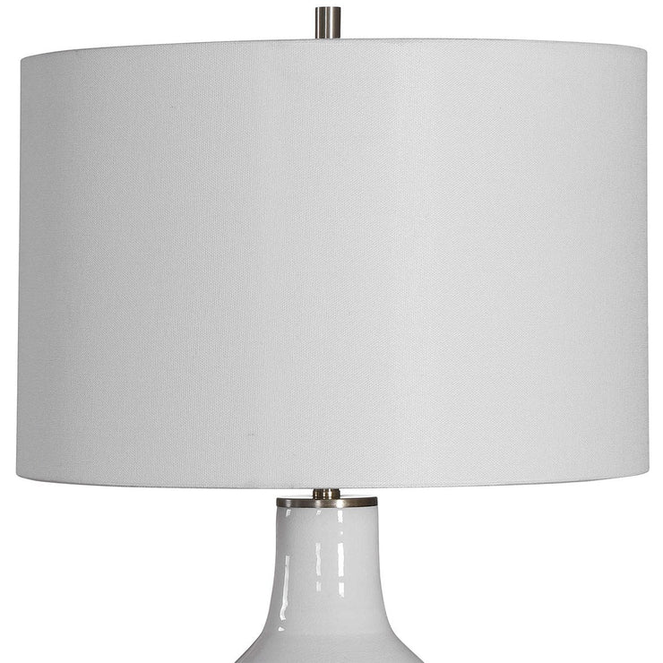 Uttermost Dakota White Crackle Glazed Ceramic Table Lamp With Linen Shade