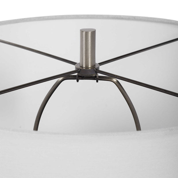 Uttermost Dakota White Crackle Glazed Ceramic Table Lamp With Linen Shade