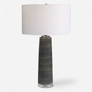 Uttermost Seurat Charcoal Gray Ceramic Table Lamp With White Linen Shade