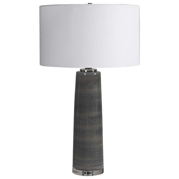 Uttermost Seurat Charcoal Gray Ceramic Table Lamp With White Linen Shade