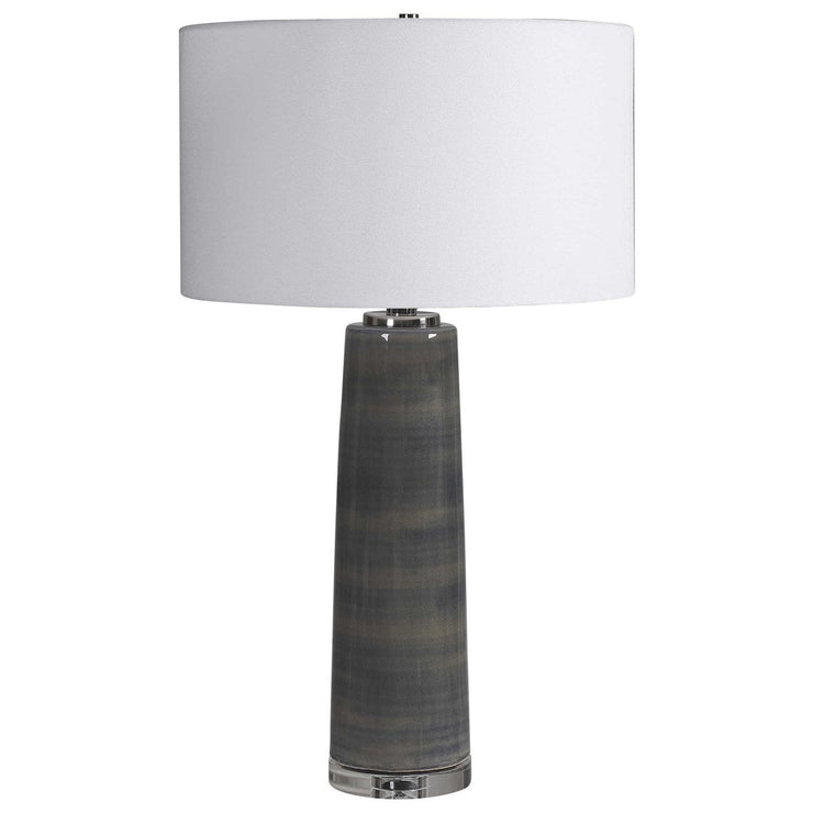 Uttermost Seurat Charcoal Gray Ceramic Table Lamp With White Linen Shade