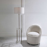 Uttermost Palladian Antiqued Brass Iron Floor Lamp With White Linen Shade